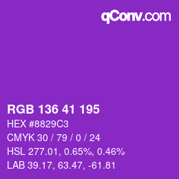 Color code: RGB 136 41 195 | qconv.com
