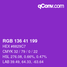 Color code: RGB 136 41 199 | qconv.com