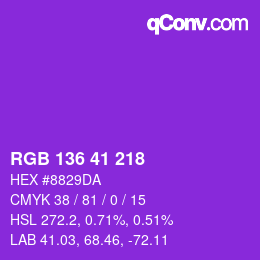 Color code: RGB 136 41 218 | qconv.com