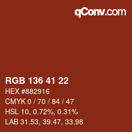 Color code: RGB 136 41 22 | qconv.com