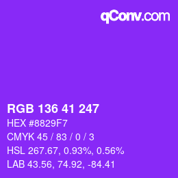 Color code: RGB 136 41 247 | qconv.com