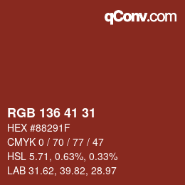Color code: RGB 136 41 31 | qconv.com