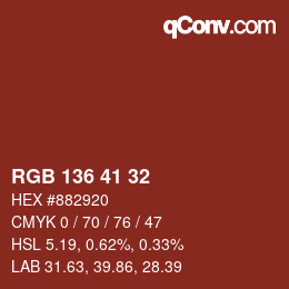 Color code: RGB 136 41 32 | qconv.com