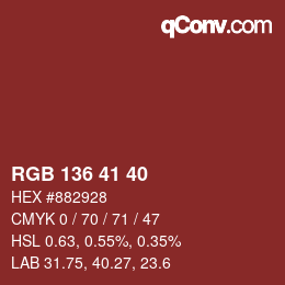 Color code: RGB 136 41 40 | qconv.com