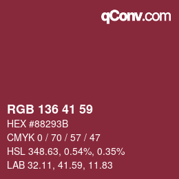 Color code: RGB 136 41 59 | qconv.com