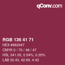 Color code: RGB 136 41 71 | qconv.com