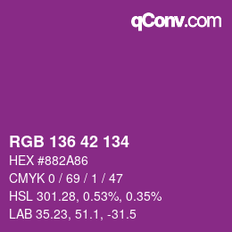 Color code: RGB 136 42 134 | qconv.com