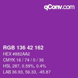 Color code: RGB 136 42 162 | qconv.com
