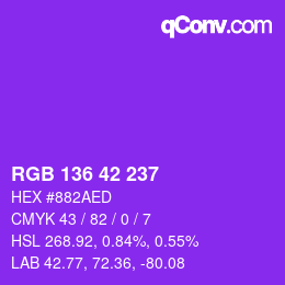 Color code: RGB 136 42 237 | qconv.com