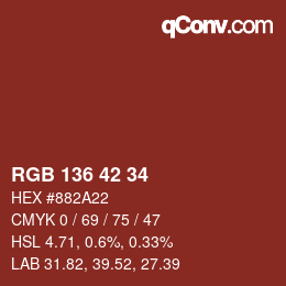 Color code: RGB 136 42 34 | qconv.com