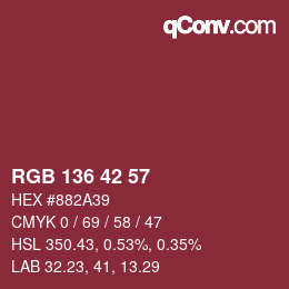 Color code: RGB 136 42 57 | qconv.com