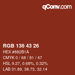Color code: RGB 136 43 26 | qconv.com
