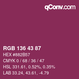 カラーコード: RGB 136 43 87 | qconv.com