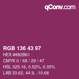 Color code: RGB 136 43 97 | qconv.com