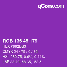 Color code: RGB 136 45 179 | qconv.com