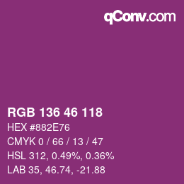 Color code: RGB 136 46 118 | qconv.com