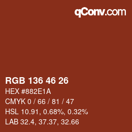 Color code: RGB 136 46 26 | qconv.com