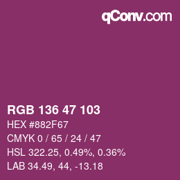 カラーコード: RGB 136 47 103 | qconv.com