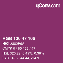 Color code: RGB 136 47 106 | qconv.com