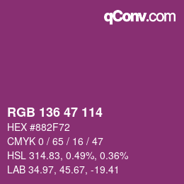 Color code: RGB 136 47 114 | qconv.com