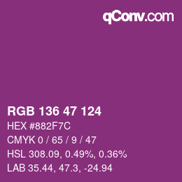 Color code: RGB 136 47 124 | qconv.com
