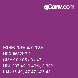 Color code: RGB 136 47 125 | qconv.com