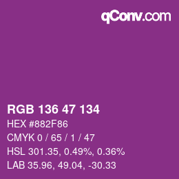 Color code: RGB 136 47 134 | qconv.com