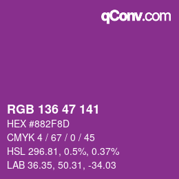 Color code: RGB 136 47 141 | qconv.com