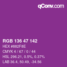 Color code: RGB 136 47 142 | qconv.com