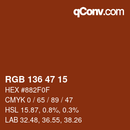 Farbcode: RGB 136 47 15 | qconv.com