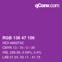 Color code: RGB 136 47 156 | qconv.com