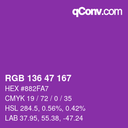 Color code: RGB 136 47 167 | qconv.com