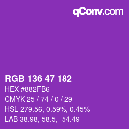 Color code: RGB 136 47 182 | qconv.com