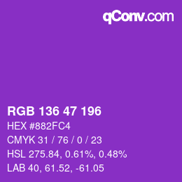 Color code: RGB 136 47 196 | qconv.com