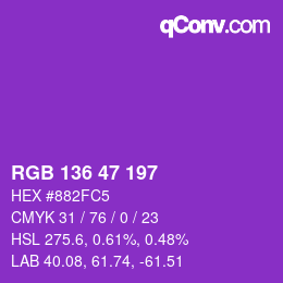 Color code: RGB 136 47 197 | qconv.com