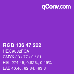 Color code: RGB 136 47 202 | qconv.com