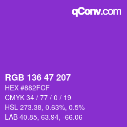 カラーコード: RGB 136 47 207 | qconv.com