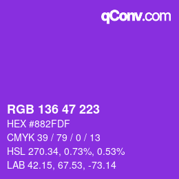 Color code: RGB 136 47 223 | qconv.com