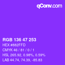 カラーコード: RGB 136 47 253 | qconv.com