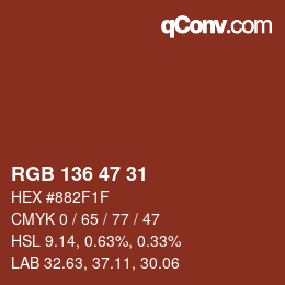 Color code: RGB 136 47 31 | qconv.com