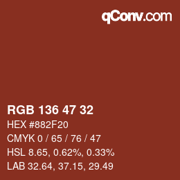 Color code: RGB 136 47 32 | qconv.com