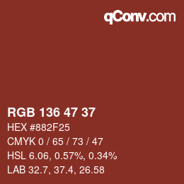 Color code: RGB 136 47 37 | qconv.com