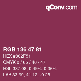 Color code: RGB 136 47 81 | qconv.com