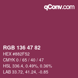 Color code: RGB 136 47 82 | qconv.com