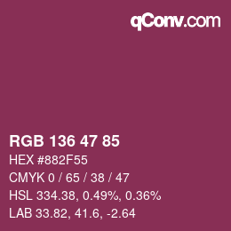 Color code: RGB 136 47 85 | qconv.com