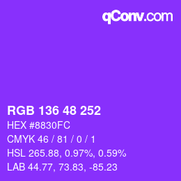 Color code: RGB 136 48 252 | qconv.com
