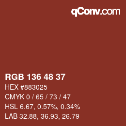 Color code: RGB 136 48 37 | qconv.com