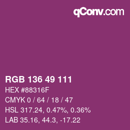 Color code: RGB 136 49 111 | qconv.com