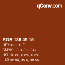 Color code: RGB 136 49 15 | qconv.com