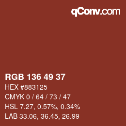 Color code: RGB 136 49 37 | qconv.com